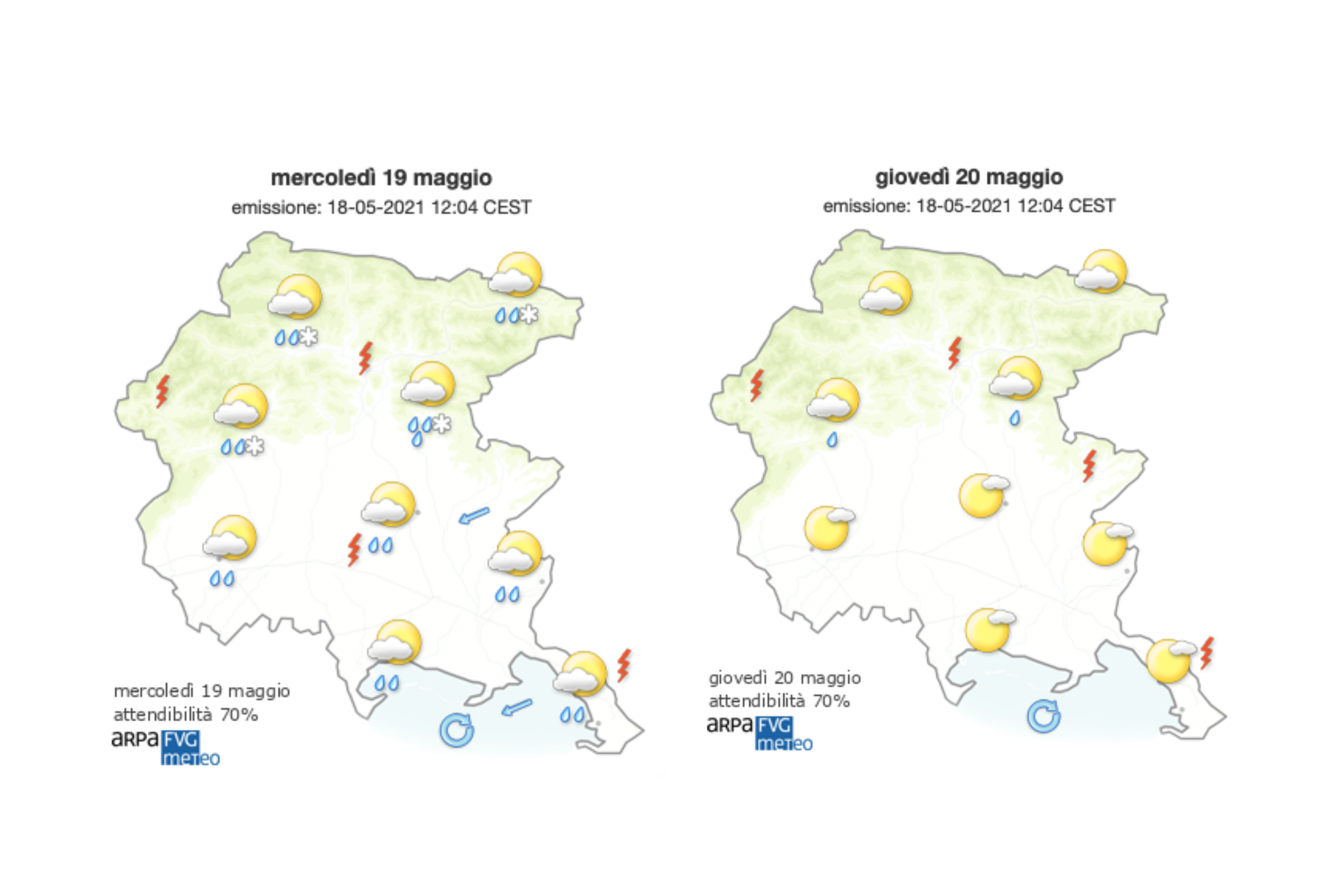 Immagine per Pioggia e nuvoloso sul Goriziano, rimane il maltempo sulla regione